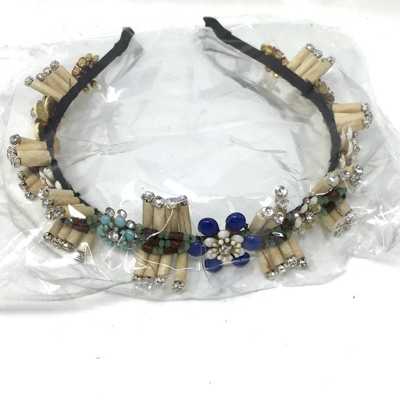 CRYSTAL & BEADED FLORAL HEADBAND - Picture 5 of 9